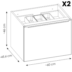 Mobile bagno sospeso 120cm con 2 lavabi, specchio e colonna nero Serif