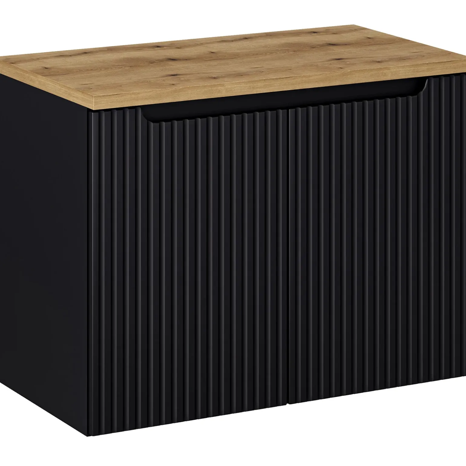 Mobile bagno sospeso 80cm cannettato 2 ante nero rovere Cleany