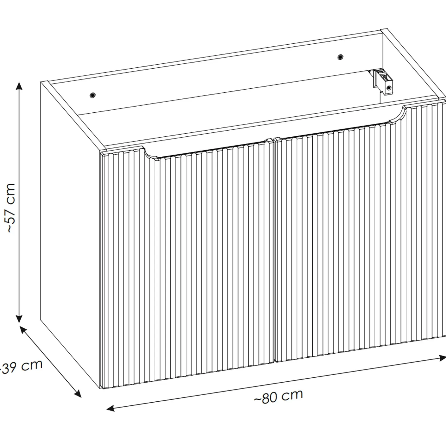 Mobile bagno sospeso 80cm cannettato 2 ante nero rovere Cleany