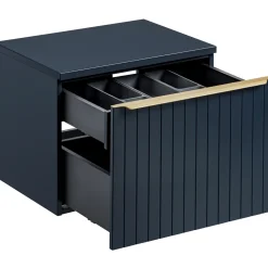 Mobile bagno sospeso 60cm con lavabo, specchio e colonna cannettato blu Deep