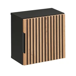 Mobile bagno sospeso 120cm cm con 2 lavabi da appoggio, 2 specchi, colonna e cubotti quercia antracite Limpid