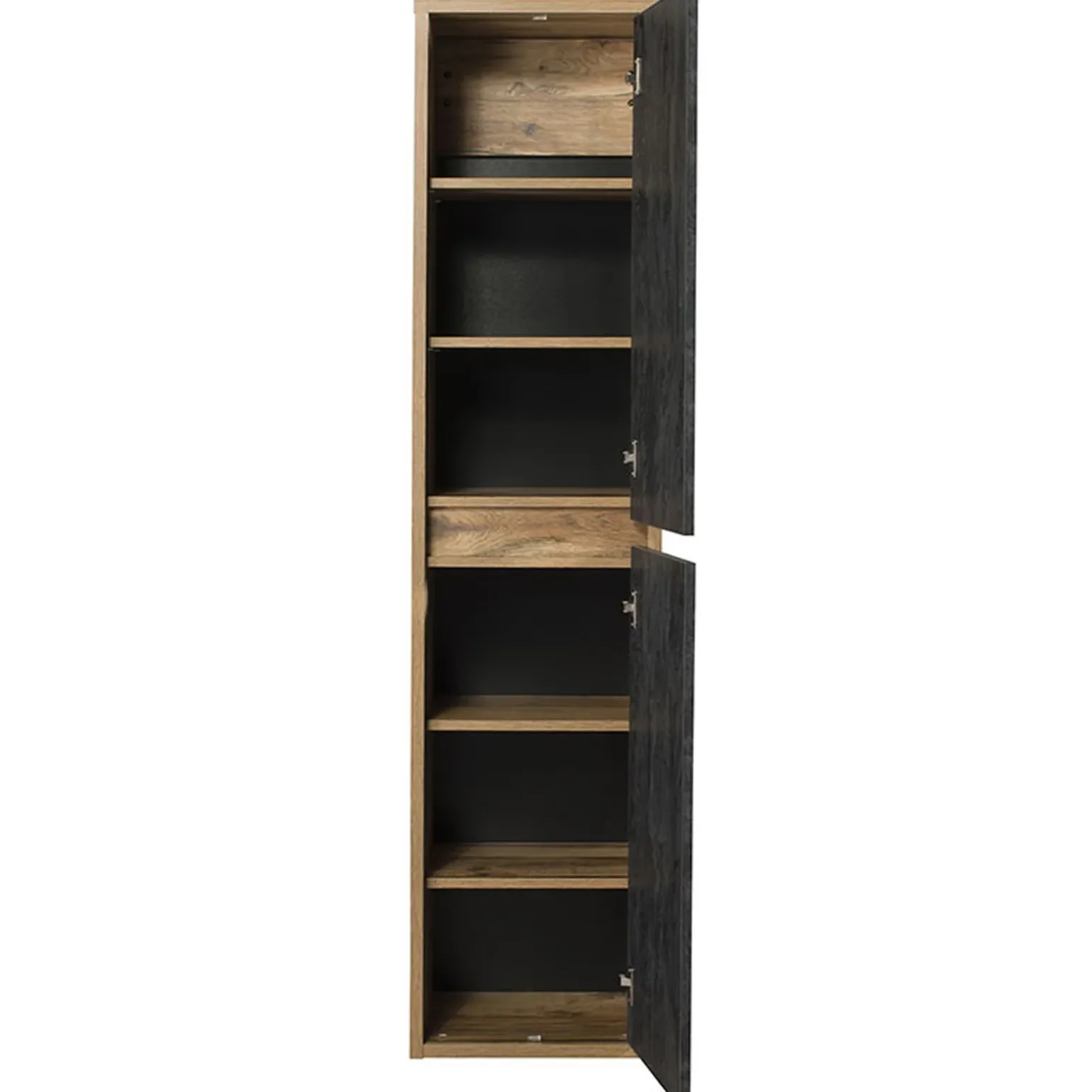 Mobile bagno sospeso 100cm con lavabo, specchio e colonna rovere antracite Stony