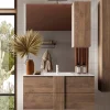 Mobile bagno sospeso 100cm con lavabo e specchio rovere Alvarez