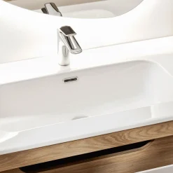 Mobile bagno sospeso 120cm con doppio lavabo da incasso beige rovere Swim