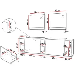 Mobile bagno sospeso 190cm con doppio lavabo e specchi serigrafato bianco Baden 4