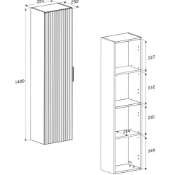 Mobile bagno sospeso 120cm cm con 2 lavabi da incasso, 2 specchi, colonna e cubotti quercia antracite Limpid