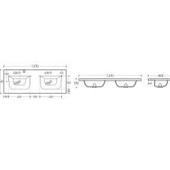 Mobile bagno sospeso 120cm cm con 2 lavabi da incasso, 2 specchi, colonna e cubotti quercia antracite Limpid