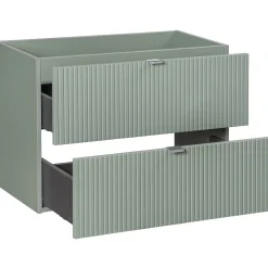 Mobile bagno sospeso 80cm cannettato 2 cassetti verde salvia rovere Greeny