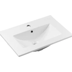 Mobile bagno sospeso 60cm cannettato con lavabo 2 ante nero Cleany