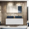Mobile bagno sospeso 120cm cannettato 2 cassettoni bianco quercia Autentic