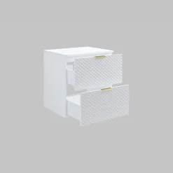 Mobile bagno sospeso 61cm con colonna bianco frontali decorati Konny