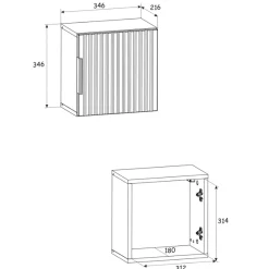 Mobile bagno sospeso 80cm cm con lavabo, specchio, colonna e cubotti quercia antracite Limpid