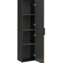 Mobile bagno sospeso 80cm cm con lavabo, specchio, colonna e cubotti quercia antracite Limpid