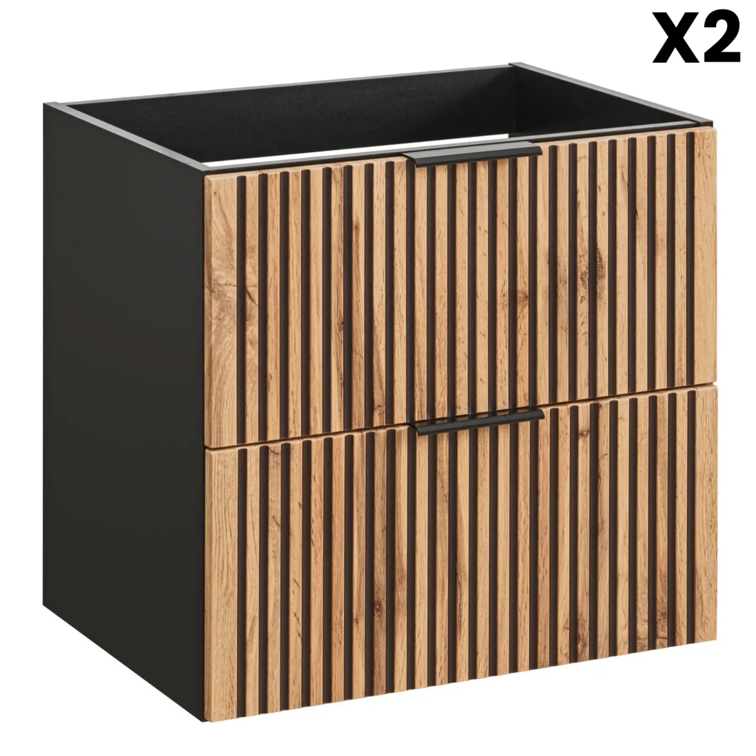 Mobile bagno sospeso 120cm cm con 2 lavabi da incasso, 2 specchi e colonna quercia antracite Limpid