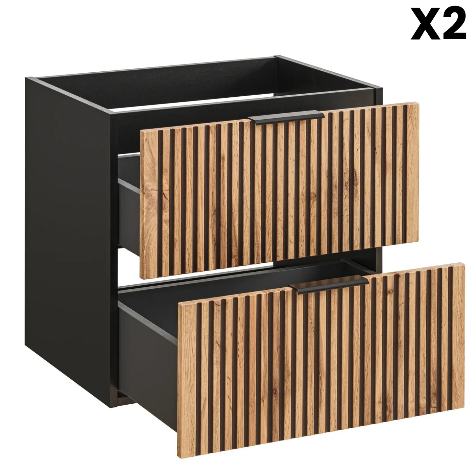 Mobile bagno sospeso 120cm cm con 2 lavabi da incasso, 2 specchi e colonna quercia antracite Limpid