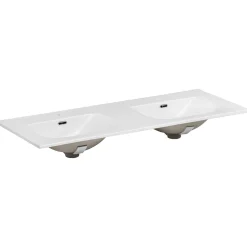 Mobile bagno sospeso 120cm cm con 2 lavabi da incasso, 2 specchi e colonna quercia antracite Limpid