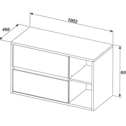 Mobile bagno sospeso 100cm con lavabo, mobile specchio e colonna rovere antracite Stony
