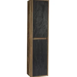 Mobile bagno sospeso 100cm con lavabo, mobile specchio e colonna rovere antracite Stony
