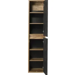 Mobile bagno sospeso 100cm con lavabo, mobile specchio e colonna rovere antracite Stony