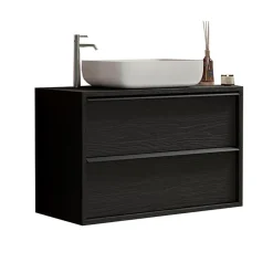 Mobile bagno sospeso 92cm con lavabo nero frassinato Absolut