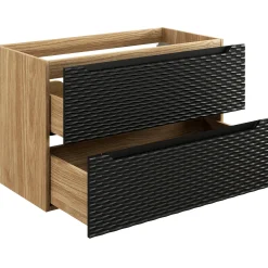 Mobile bagno sospeso 100cm con lavabo e colonna nero rovere Swim
