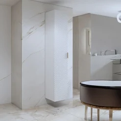 Mobile bagno sospeso 80cm con colonna bianco frontali decorati Konny