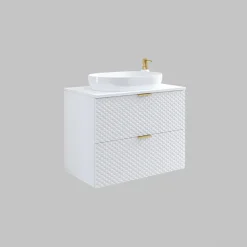 Mobile bagno sospeso 80cm con colonna bianco frontali decorati Konny
