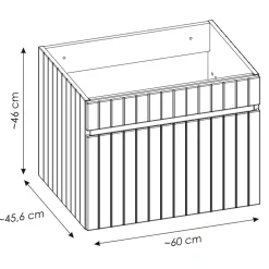 Mobile bagno sospeso 60cm cannettato con lavabo da incasso, colonna e specchio bianco Autentic