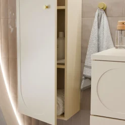 Mobile bagno sospeso fresato 80cm con colonna beige Sand