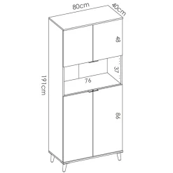 Mobile cucina 80x191h cm 4 ante bianco opaco rovere naturale Penny