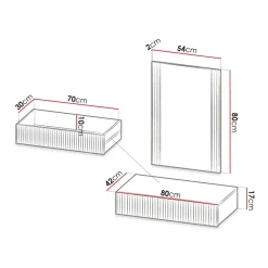 Mobile ingresso sospeso 80x97h cm con specchio cannettato nero Essence