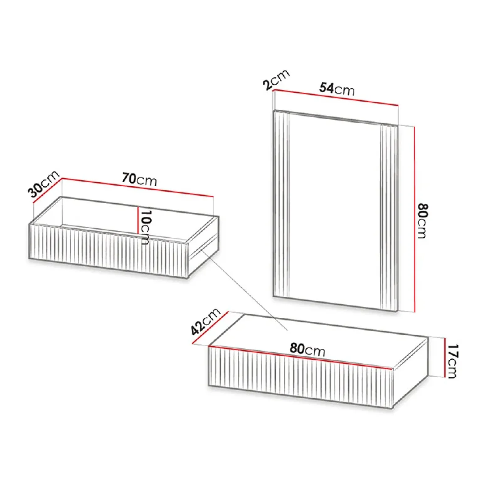 Mobile ingresso sospeso 80x97h cm con specchio cannettato nero Essence