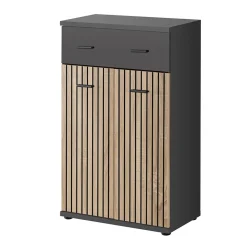 Mobile ingresso 120x203h cm con specchio rovere antracite stampa a righe San Francisco Gihome®