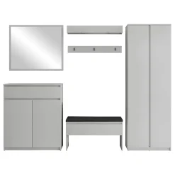 Mobile ingresso 300x200h cm con specchio appendiabiti armadio grigio Accent