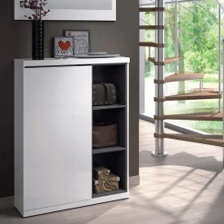 Mobile ingresso 79x108h cm con specchio bianco lucido grigio Alf