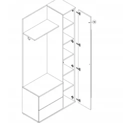 Mobile ingresso 90x195h cm con specchio bianco opaco Rak Gihome®