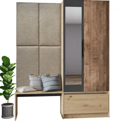 Mobile ingresso 160x202h cm con specchio rovere chiaro Canada