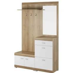 Mobile ingresso 135x197h cm con specchio bianco rovere Mare Gihome®