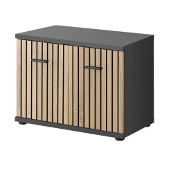 Mobile ingresso 180x203h cm con specchio moderno rovere antracite stampa a righe New York Gihome®