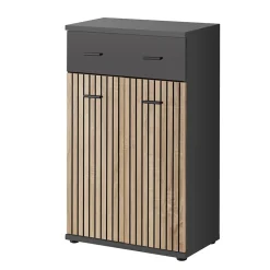 Mobile ingresso 180x203h cm con specchio moderno rovere antracite stampa a righe New York Gihome®