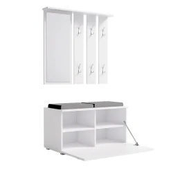 Mobile ingresso 85x137h cm con specchio bianco grigio Anibal