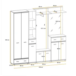 Mobile ingresso 210x203h cm moderno rovere sonoma California Gihome®