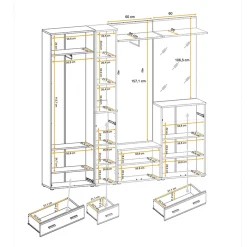 Mobile ingresso 210x203h cm moderno rovere sonoma California Gihome®