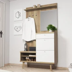 Mobile ingresso 110x200h cm moderno bianco rovere Levi Gihome®