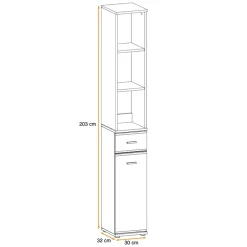 Mobile ingresso 90x203h cm moderno rovere antracite stampa a righe Arizona Gihome®