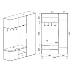 Mobile ingresso 140x220h cm rovere antracite Stoccolma