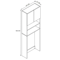 Mobile lavatrice  65x191h cm 2 ante con ripiani bianco Maldive