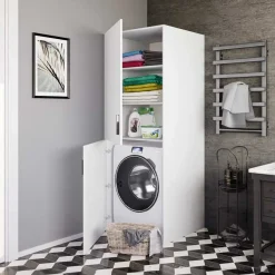 Mobile lavatrice 70x180h cm 2 ante e ripiani bianco opaco Wash