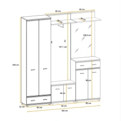 Mobile multiuso basso ingresso 60x96h cm rovere antracite  San Francisco, New York, California Gihome®
