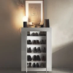 Mobile multiuso ingresso 78x116h cm scarpiera bianco lucido Eternity